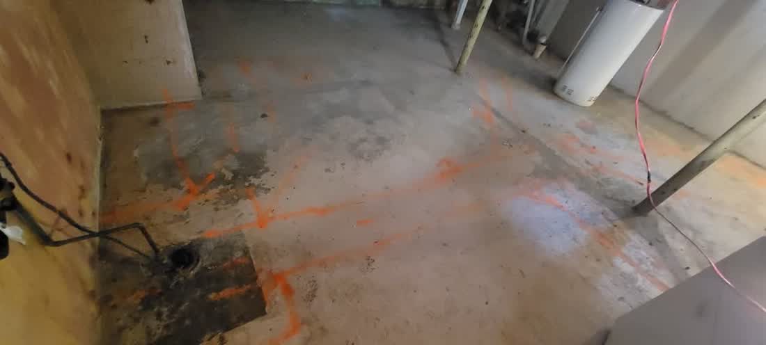 Dalle de béton ouverte pour plomberie